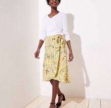 NWT LOFT Women's Petite Floral Wrap Skirt - Sunshine Yellow - Size 00P
