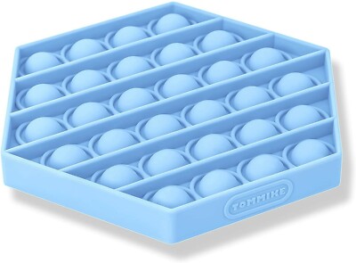 TOMMIKE Hexagon Push Pop Fidget Toy Bubble Sensory for Anxiety (Cerulean)