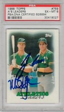 1988 Topps #759 Mark McGwire Jose Canseco A's Team Leaders signed PSA/DNA auto
