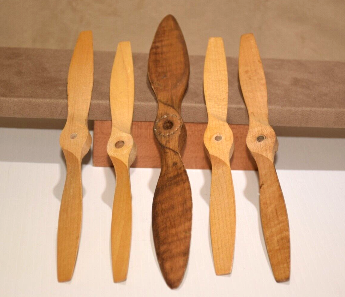 Lot of 5 Wood RC Airplane Propellers Zinger / Airo Please see