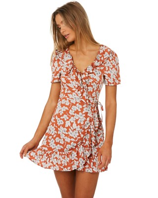 BNWT BILLABONG LADIES FIREFLY WRAP MINI DRESS SIZE 6 (XS) RRP $89.99  (CAYENNE) | eBay