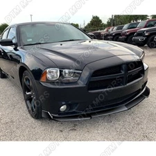 For 2011-2014 Dodge Charger STP-Style Painted Black Front Bumper Spoiler Lip Kit