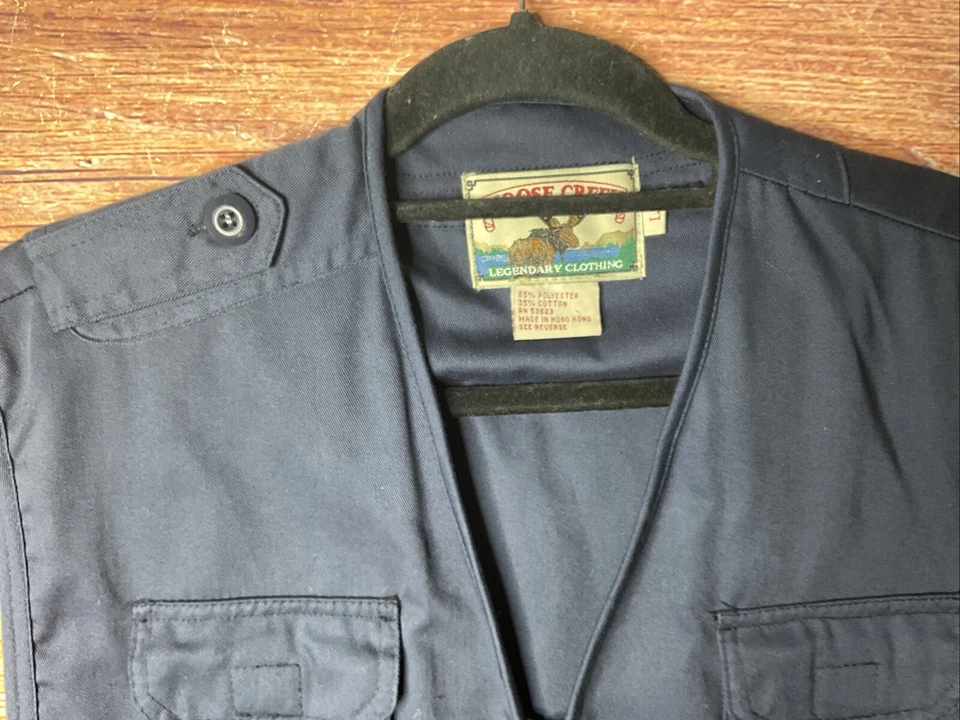 VINTAGE Moose Creek Vest Adult L Blue Hunting Fishing Full Zip Pockets - Image 4 of 4
