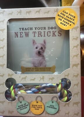Teach Your Dog New Tricks Guide Book W/Pet Rope Toy Obedience & Tricks Info NIB