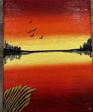 8x10 acrylic abstract landscape painting on canvas by kitiarastarstudios