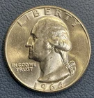 1964 D Washington Quarter BU Uncirculated Mint State - 90% Silver