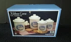 NOS Vtg 80s B&D Treasure Craft Ribbon Geese 4 Pc Ceramic Canister Set