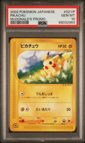 Pikachu 021/P/018 PSA 10 Mcdonald's Promo Pokemon Card Game