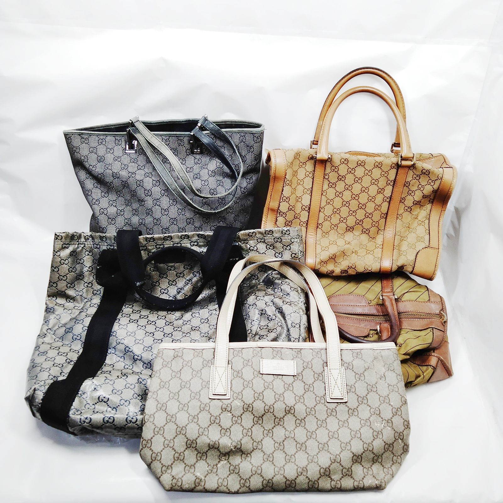 Gucci Brown Canvas Handbag 5-Piece Set 4604277