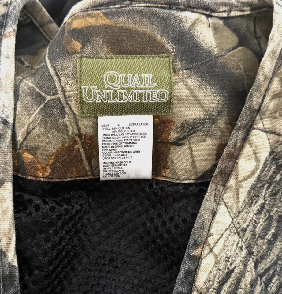 Realtree Quail Unlimited Camo Vest Hunting Dove Zip Pouch Pockets Size XL - Image 4 of 4