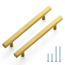 10 PCS 5 Inch Brushed Brass Square Cabinet Handles Kitchen Drawer Pulls