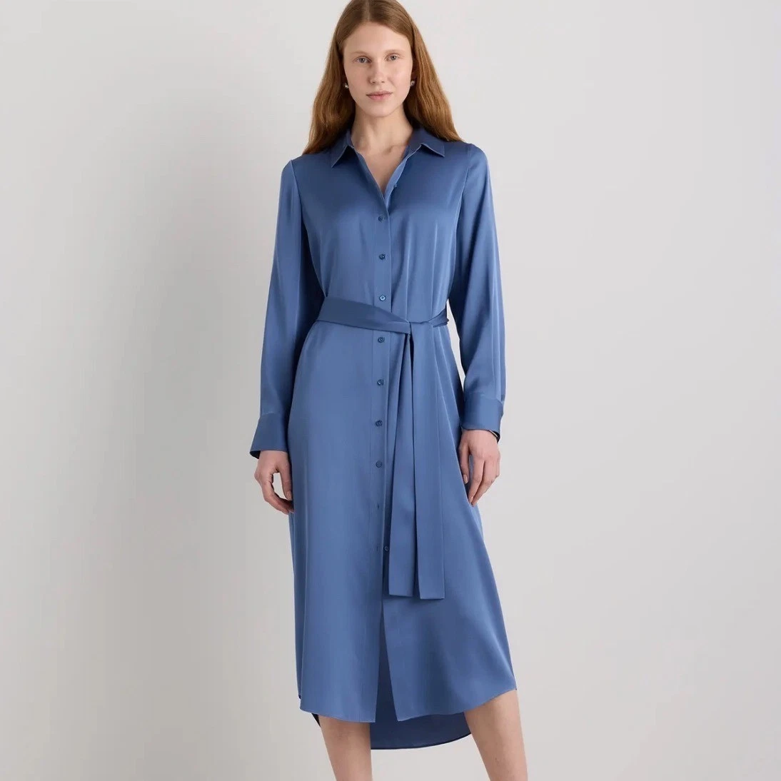 silk shirt dress ebay Silk Long Sleeve Solid Shirt Dresses for sale