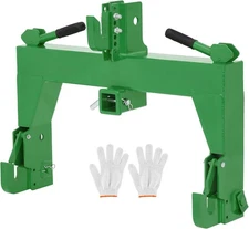 3-Point Quick Hitch with 2" Receiver ＆ Gloves Fit for Category 1 & 2 Tractors