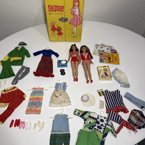 Vintage 1963 Skipper AND Scooter Dolls W/ Accessories and Case Good Condition