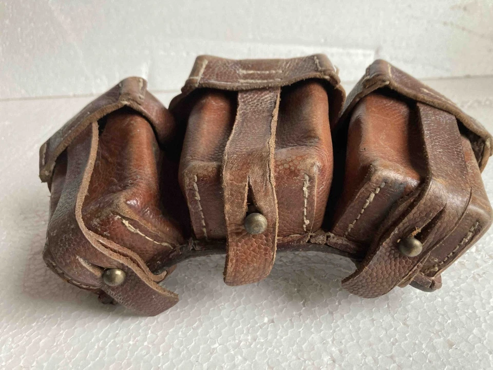 Cartouchière allemande 1914 1918, cuir fauve excellent état - Photo 3/4