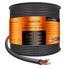 CARLITS 18 Gauge 3 Conductor Electrical Wire, 50FT 18 AWG Stranded Low Voltag...