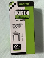 Meite 22 Gauge 3/8" (10mm) Galvanized Fine Wire Staples 7110 – 10,020 Count
