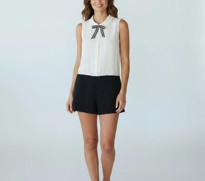 TWINSET Simona Barbieri Damen Jumpsuit Romper Schwarz Größe SMALL Ärmellos Knopf - Bild 1 von 4