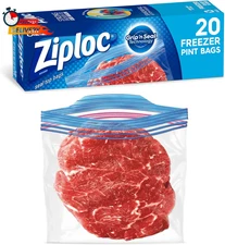 Ziploc Pint Food Storage Freezer Bags, Grip 'N Seal Technology for Easier Grip, 
