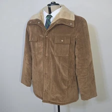 VTG 70s The Men's Shop JCPenney Brown Microfiber Suede Sherpa Lined Jacket Large