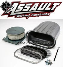 Polished Aluminum Hilborn Style Carburetor Wide Fin Air Cleaner Hood Scoop Kit