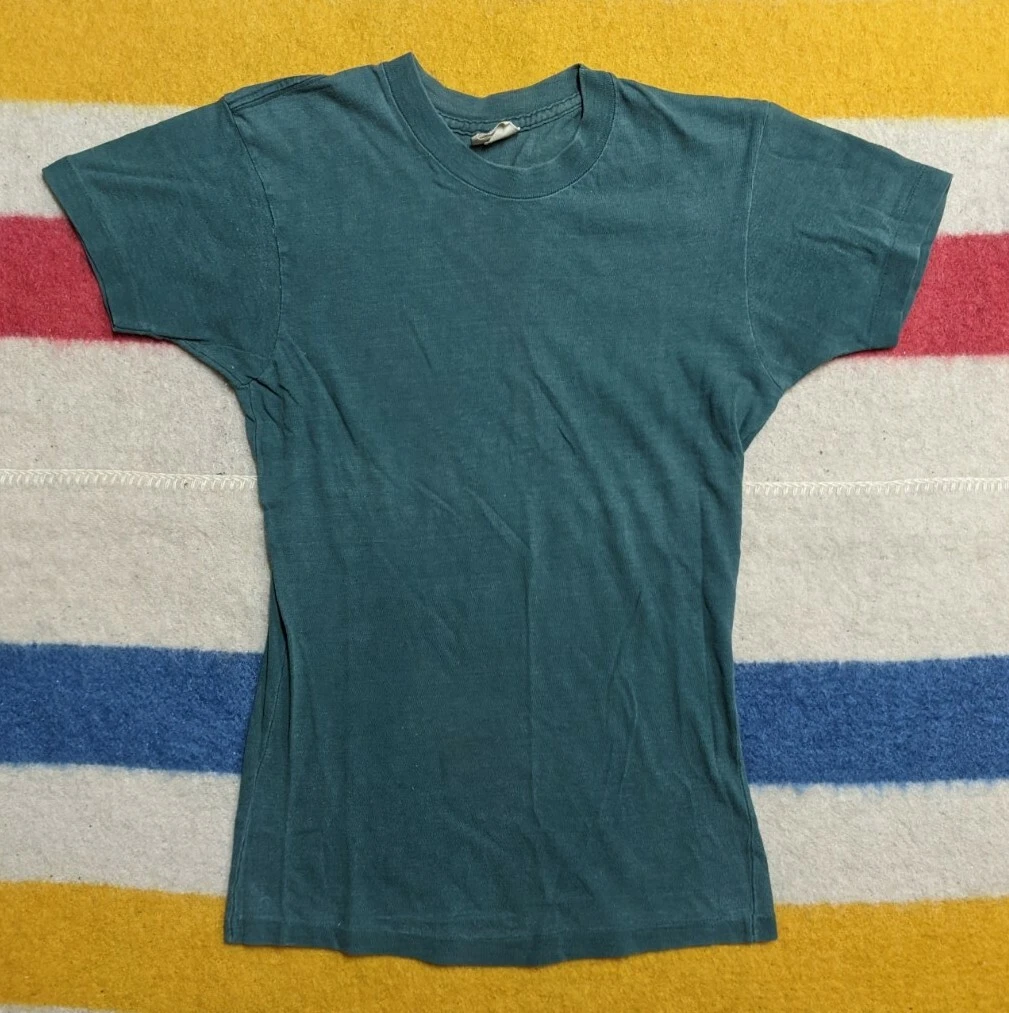 VTG 50s 60s Hanes USA Sportswear Basic Essential Pale Green Blank T-Shirt S