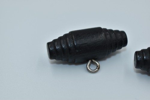 2 Black Wood Toggle Buttons Wire Shank Military Coat Jacket Wooden VTG 1.25" - Picture 3 of 17