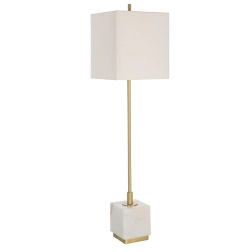Uttermost Escort Contemporary Metal Marble and Fabric Buffet Lamp in Brass/Gold - Picture 3 of 7