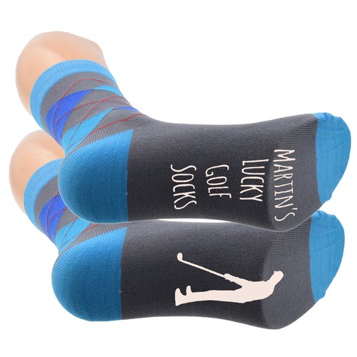 Personalised Name Lucky Golf Socks Diamonds Blue Mens UK Size 512