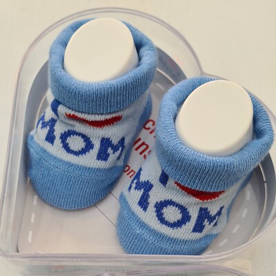 Baby Junge I love MOM Socken Geschenkset Box Neugeborene 0-4 Monate Babyparty 