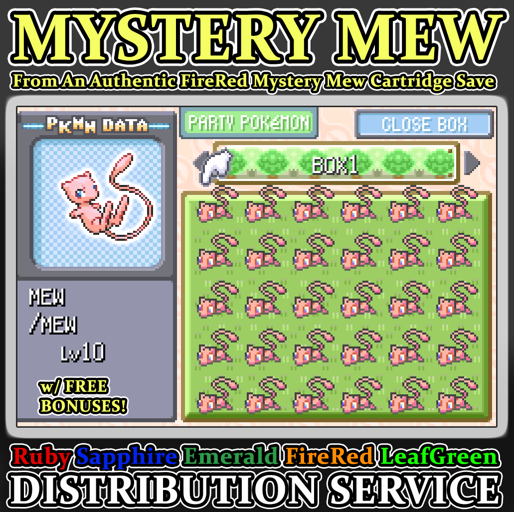 Pokemon Toys R' Us Mew Distribution Service Red Blue Yellow Gold Silver  Crystal