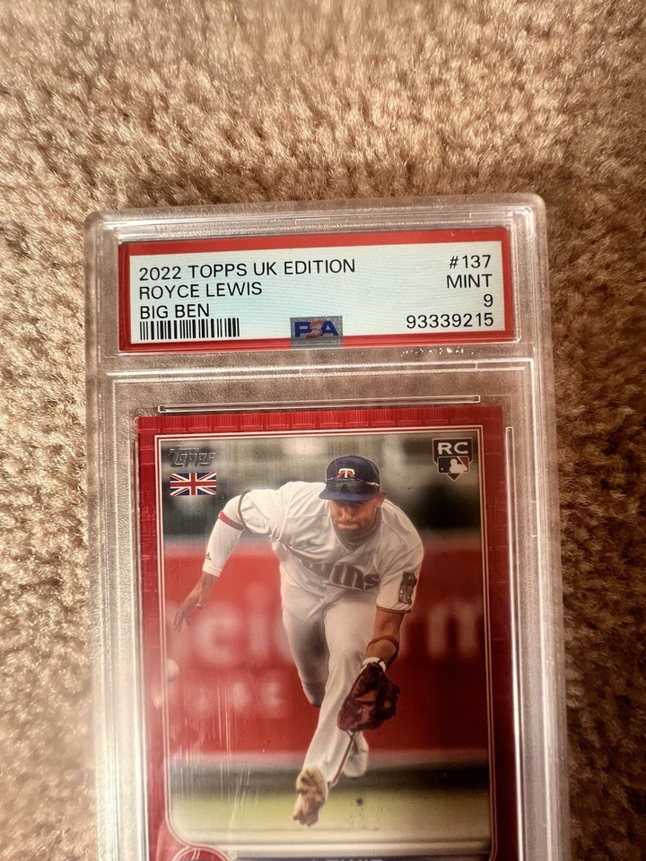 Royce Lewis RC Topps UK Edition Big Ben #137 /99 PSA 9 Population 4 Red SP Mint - Image 4 of 4