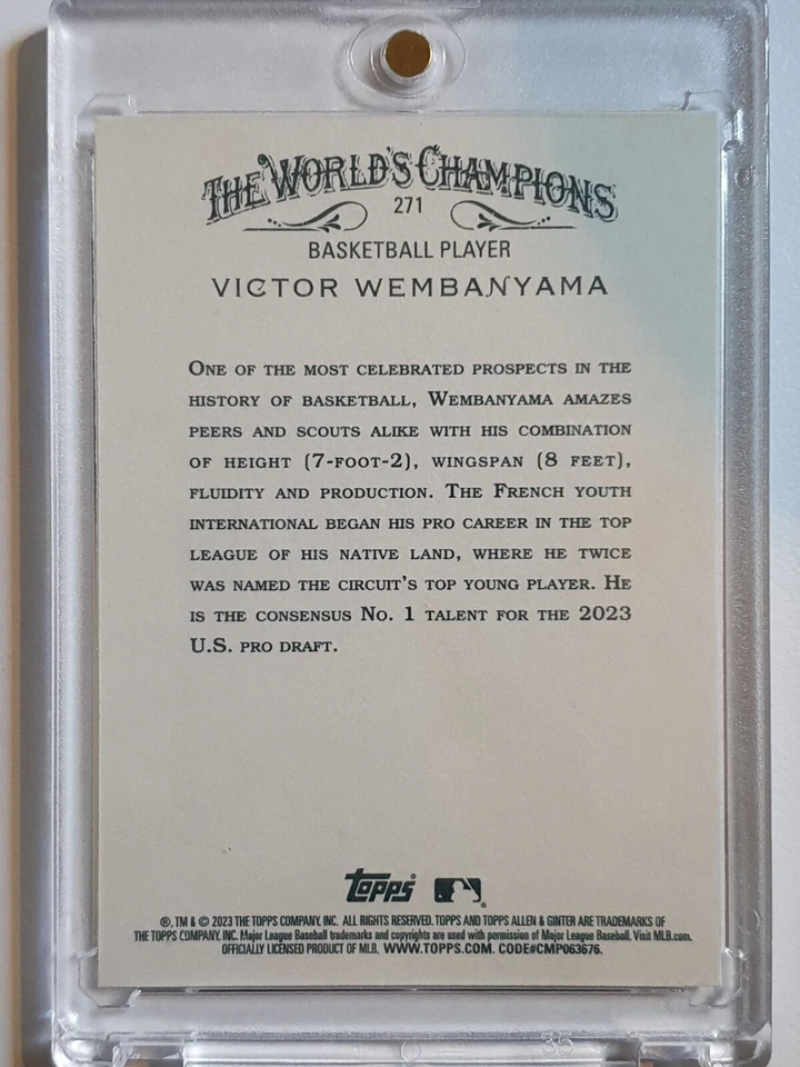 2023 Topps Allen & Ginter Victor Wembanyama Rookie #271 RC - Ready to Grade - Image 2 of 2