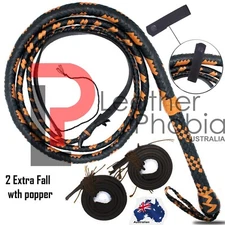Kangaroo Double Belly Leather Bullwhip 04 to 12 Feet Long 16 Plaited Bull Whip