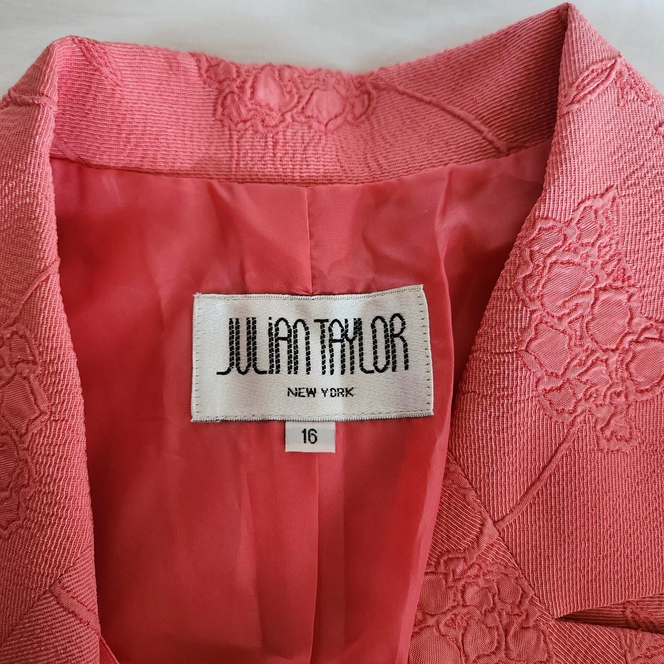 Conjunto de 2 blazer de vestido Julian Taylor para mujer 16 jacquard rosa boda iglesia modesta Foto 2 de 4