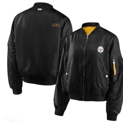 Women's Pittsburgh Steelers Black Bomber Full-Zip Jacket Size XXL  - Picture 1 of 1