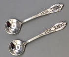 Rose Point by Wallace Sterling Silver pair of Salt Spoons 2 3/8", gently used