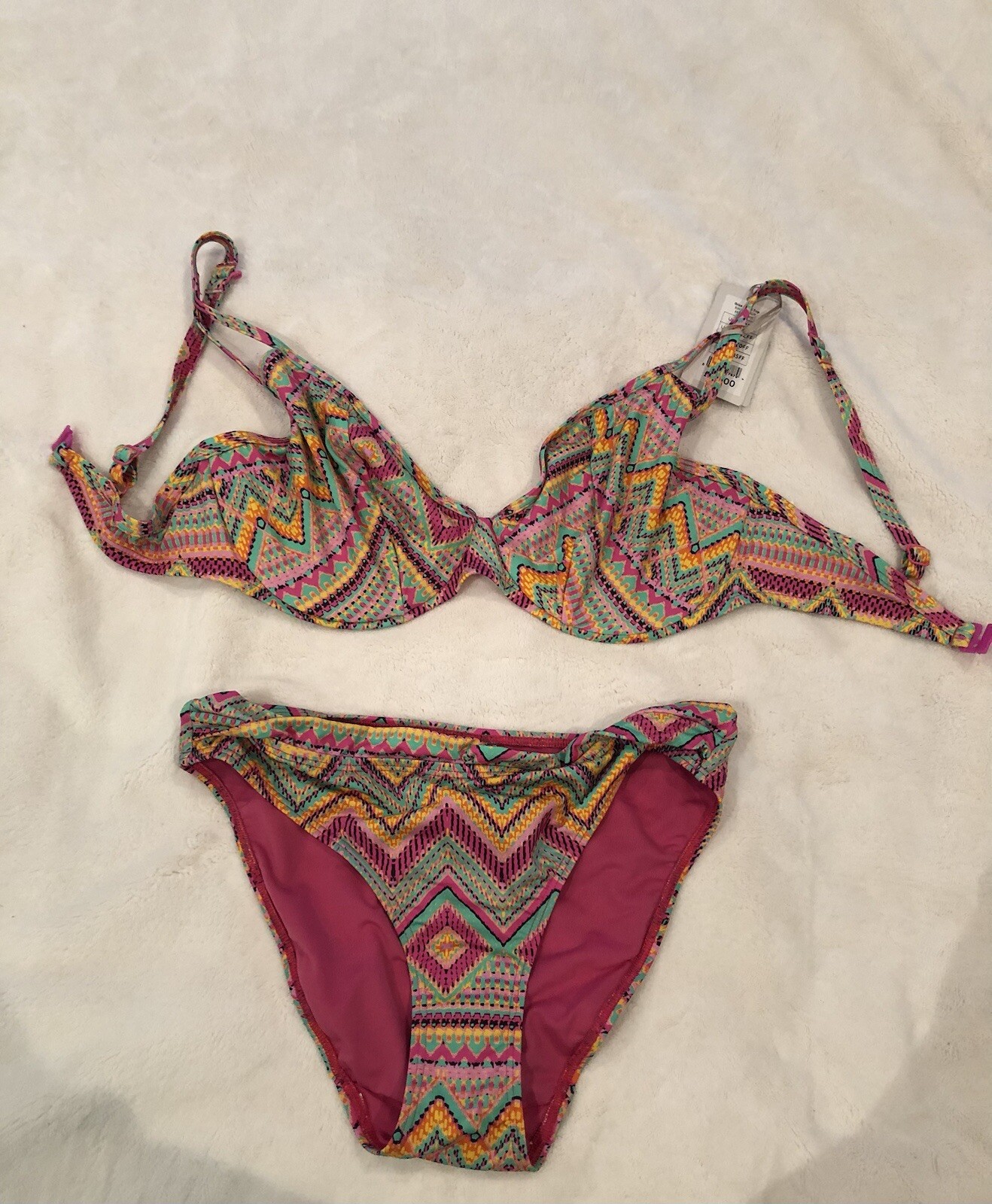 Bravissimo Twist Bikini Set 32FF top, Size XS Brief/Bottoms BNWT