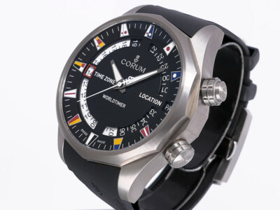Corum Admiral's Cup Legend 47 Worldtimer A637/03099 Titan $12,000 Lnib