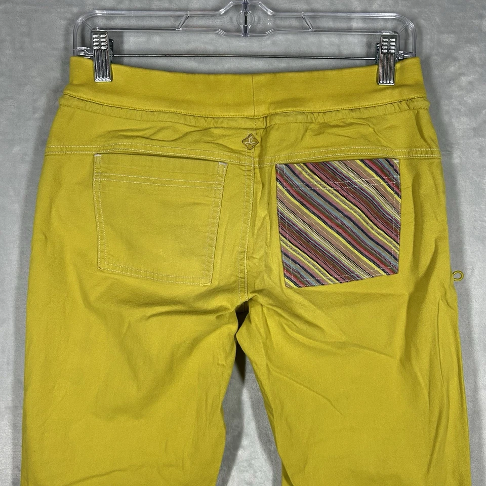 PrAna Avril 裤子女式 S 黄色罗纹腰带抽绳下摆 Cinch 徒步旅行 — 第 4/4 张图片