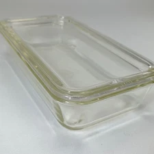 Antique Pyrex CG 1919 Clear Glass Refrigerator 9x4 Rectangle Dish #95911 Lid