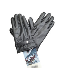 Winter faux leather gloves with strap and button