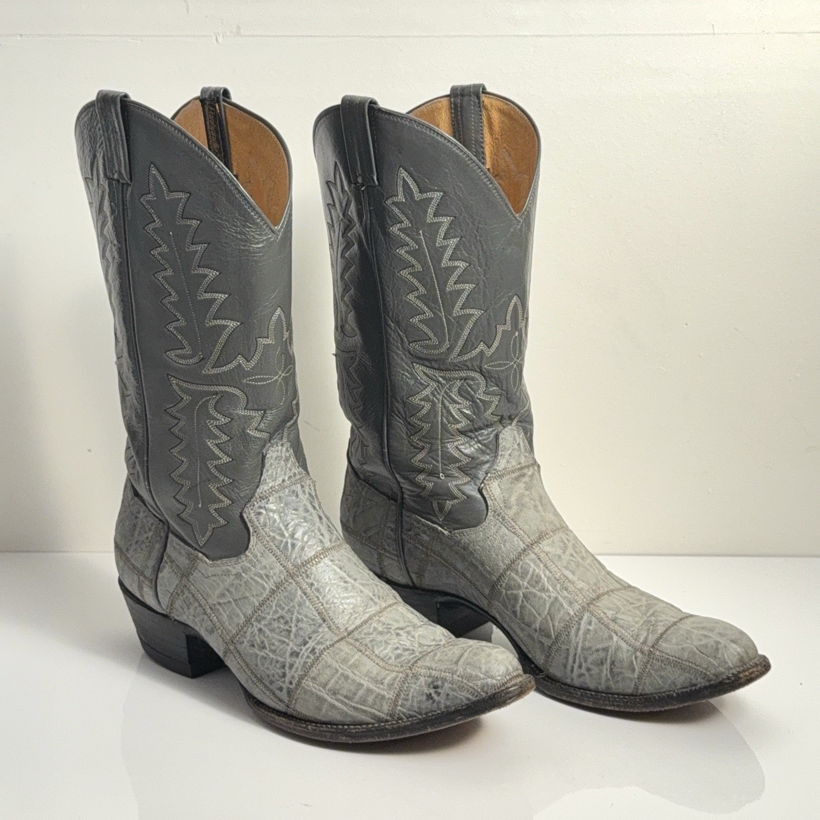 Panhandle Slim Mens 12D Gray Leather Western Cowboy Boots Mexico Vintage