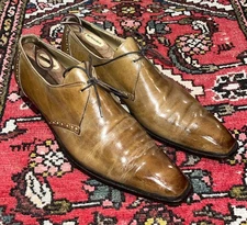 Mens Vintage Mauri Tan Butterscotch Calfskin Lace Up Shoes, Sz. 10M