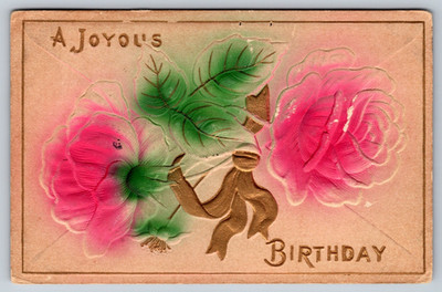 Vintage Postcard, Feb 4, 1914, Dear Friend, Wish you a Happy Birthday, Eva