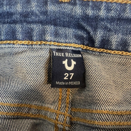True Religion Women’s Blue Cigarette Frey Hem Denim Jeans Size W27 NWT - Picture 6 of 9