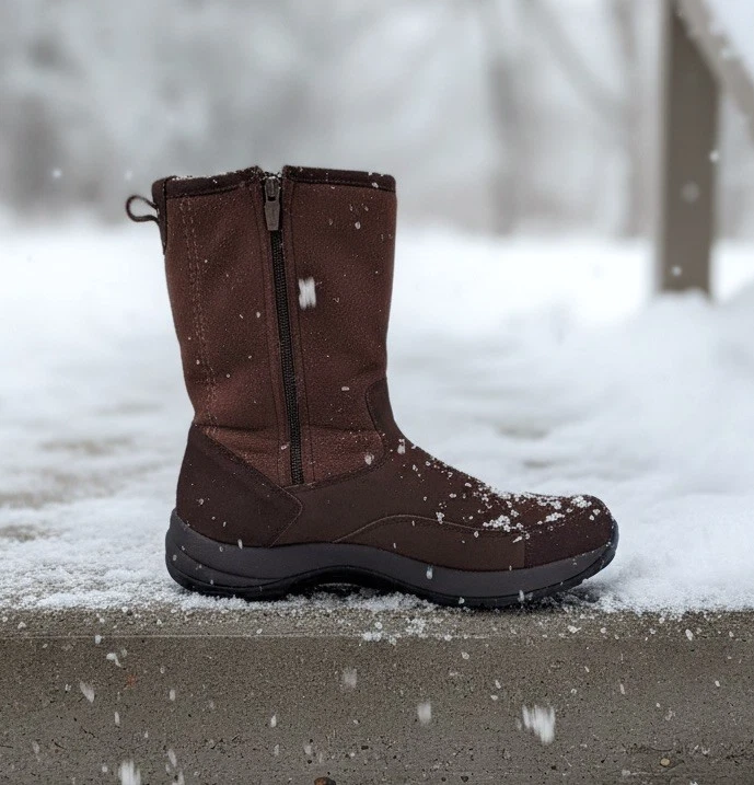 Botas de Invierno L.L.Bean Para Hombre 11M Gamuza Oscura Cuero Cremallera Lateral Modelo 05455 Agarre Foto 2 de 4