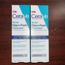 2-CeraVe Acne Clay to Foam Cleanser with Glycerin and Kaolin Clay 4 fl Oz