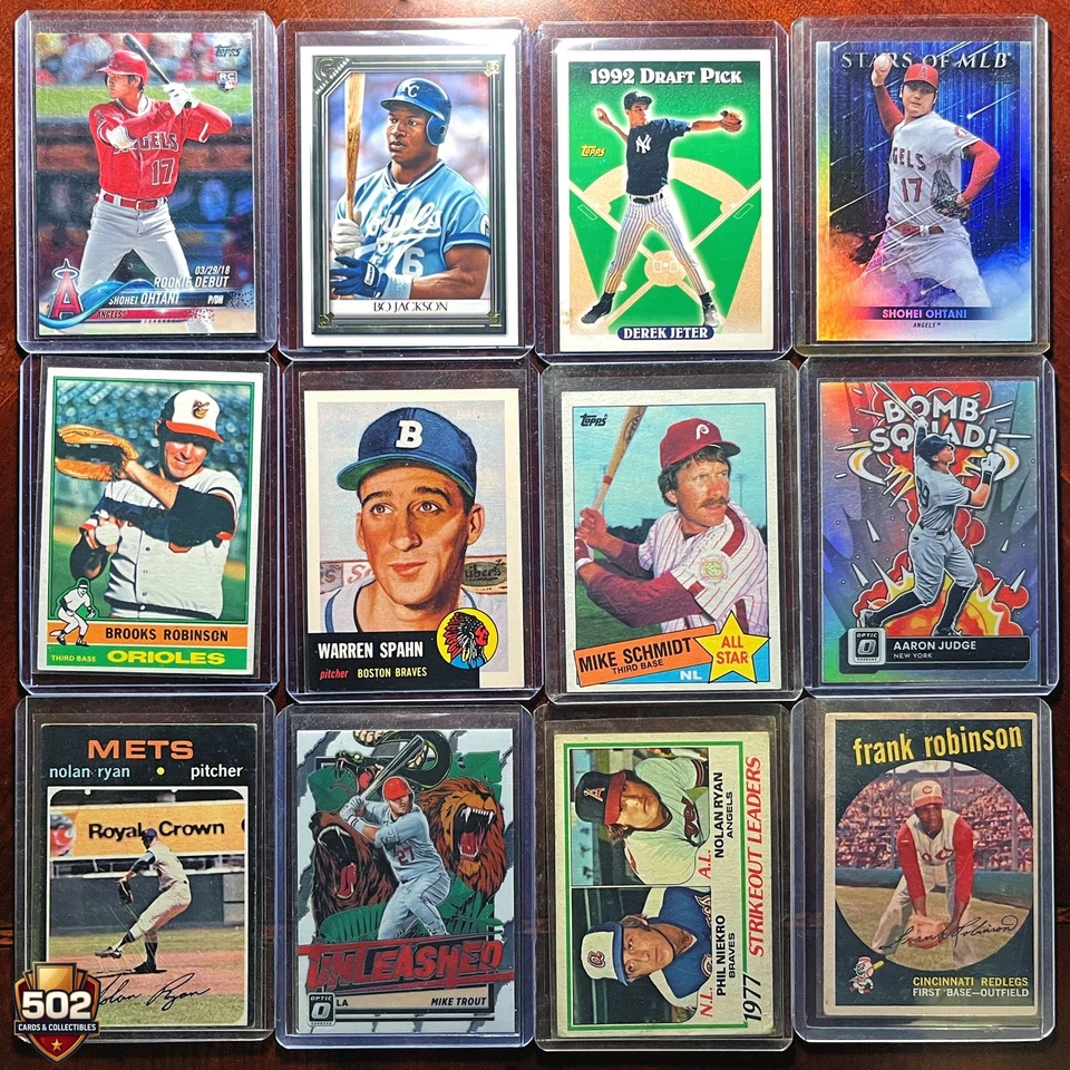 Lote de 100 tarjetas de béisbol MLB • AUTOMÁTICO GARANTIZADO, PARCHE y 2 tarjetas de los años 50-60 Foto 2 de 4