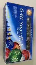 VTG '04 Home Depot G40 Snowflake Ball Multi Color 25ct Light Solid/Flashing NOS